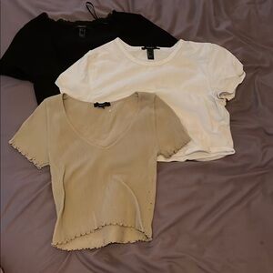 Stylish Women's Tops - Black, White, and Tan
